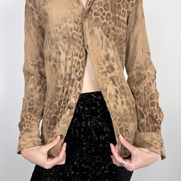 LEOPARD WRINKLED SUEDE SHIRT