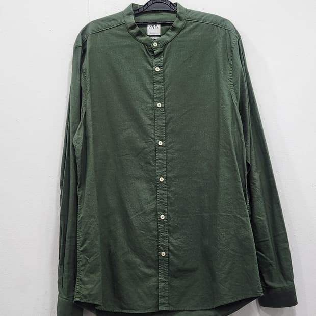 [L] 자라 릴렉스핏 차이나 카라 셔츠 진녹색 남성 L