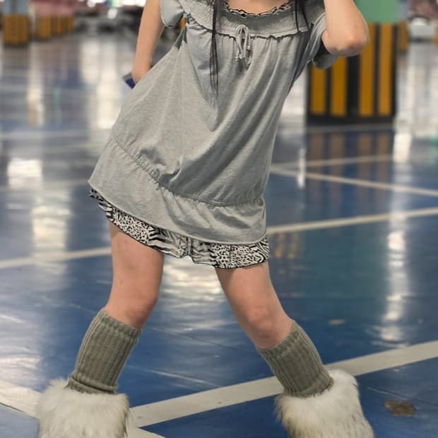 갸루빈티지 프릴 오프숄더 원피스