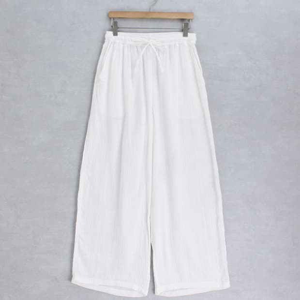 MUJI 無印良品 _ gauze cotton wide pants