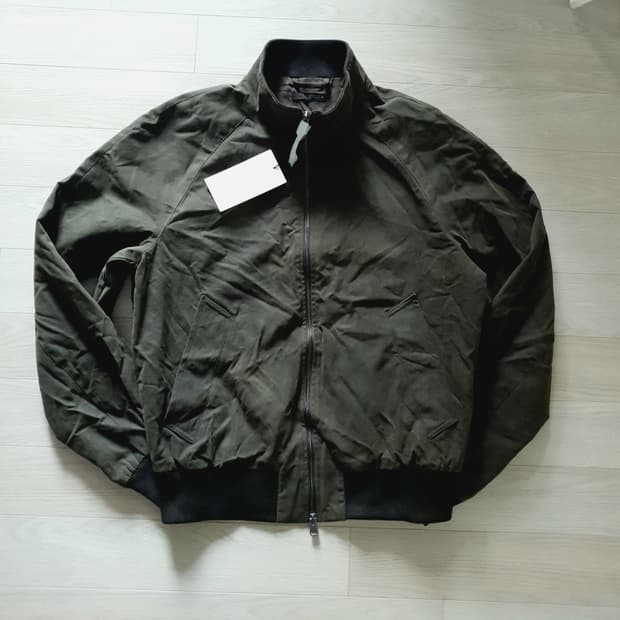 새제품M 자라  오일 빈티지워싱 블루종 점퍼 해링턴 바라쿠다 바버 세이지