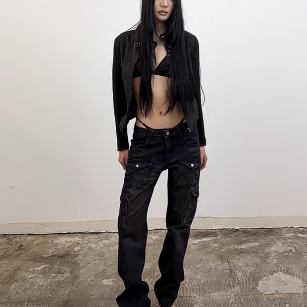 도그마엑스BUCKLESLIMCARGOWASHEDDENIM pants