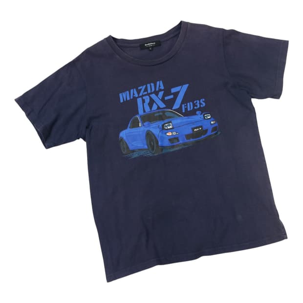 더블포커스 빈티지 마쯔다 RX-7 자동차 그래픽 네이비 티셔츠 (L)
