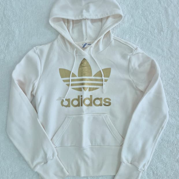 아디다스 파이어버드 빅로고 기모후드티 90(골드 트레포일)