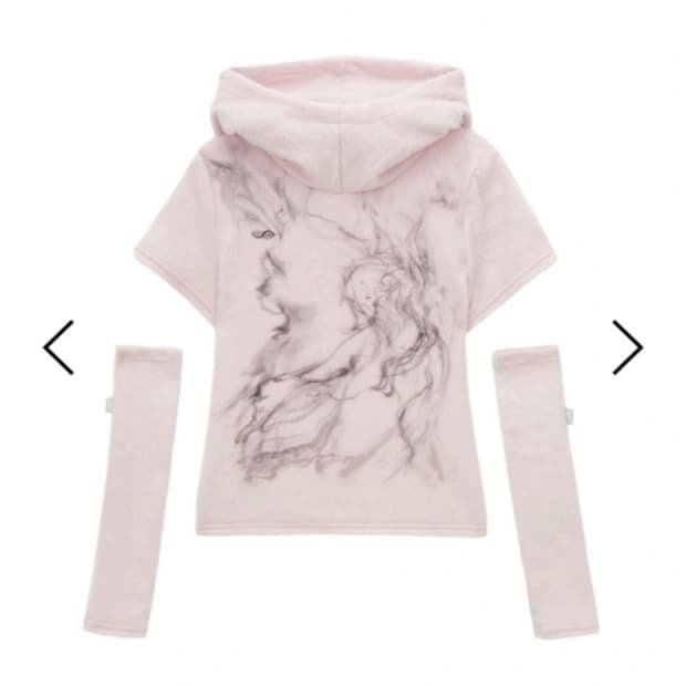 허그유어스킨 furry hoodie set up white