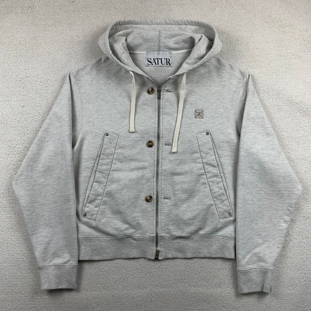 세터 자수로고 테오 코튼 후드집업 멜란지그레이