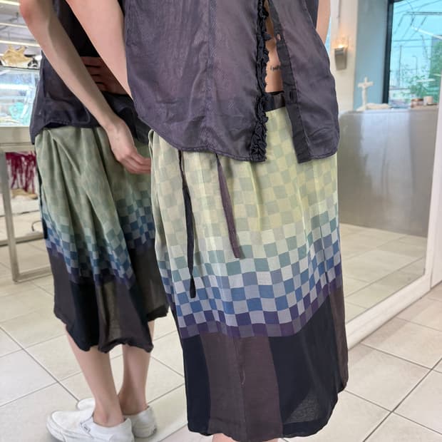 silk block skirt