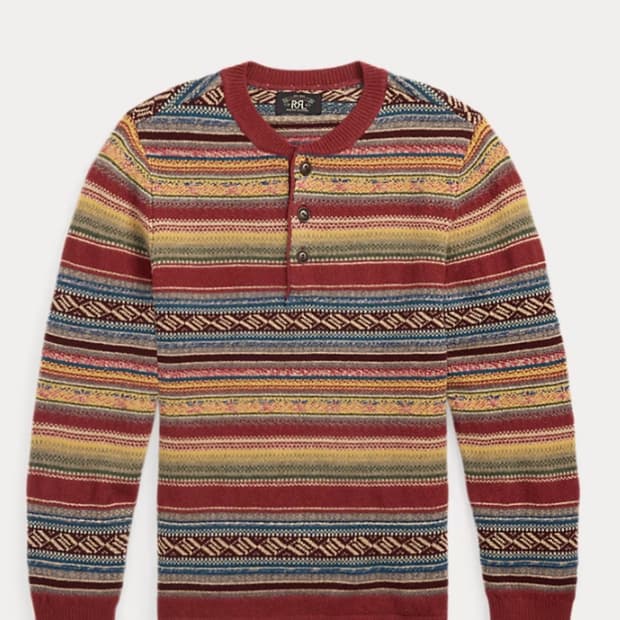 RRL 울 자카드 헨리 스웨터