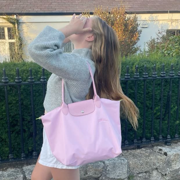 롱샴 르플리아쥬 핑크색 토트백 이너백 포함