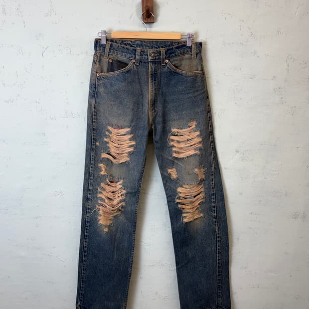 리바이스 90s 빈티지 505 커스텀 디스트레드 데님팬츠