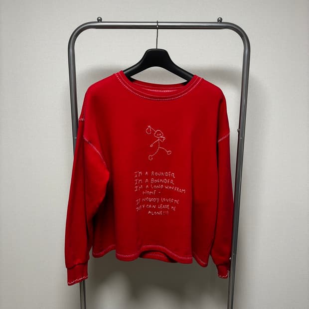 M/L) Bode 보디 자수 크롭 맨투맨 스웻셔츠