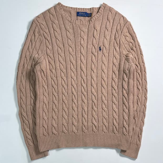 폴로 랄프로렌 베이지 케이블 니트