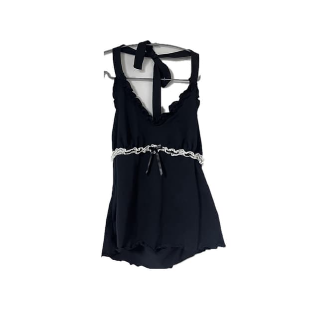 고스로리 홀터넥 고딕 고스 로리타 레이스 리본 셔링 공겜여주 갸루