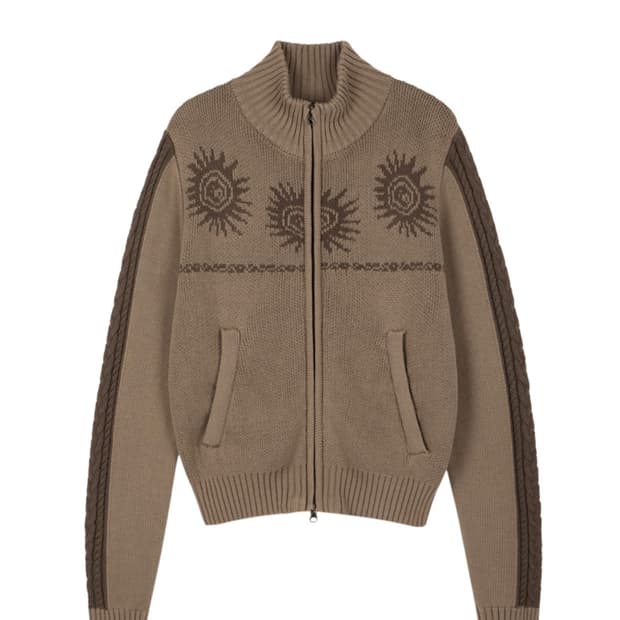 아캄 Sun Jacquard Zip-Up Sweater (Brown) 
