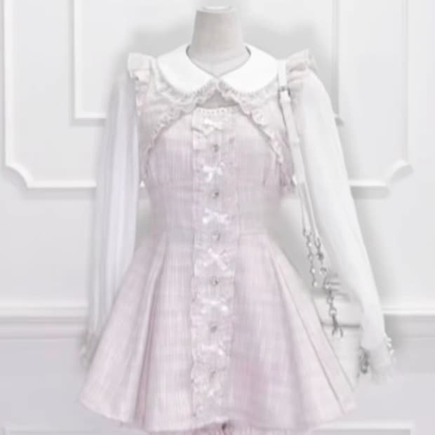 교판 노에미 매니 리본 트위드 셋업 베이비핑크 양산형 지뢰계 양지뢰