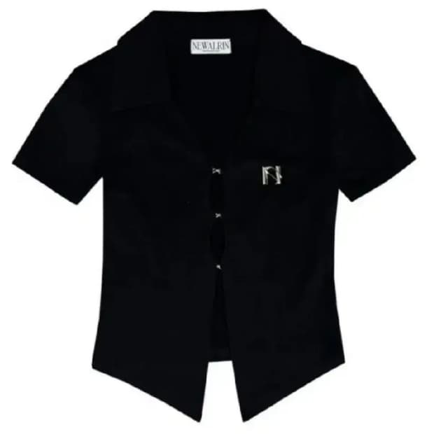 뉴얼린 엠블럼 숏슬리브 반팔 셔츠 탑 셔츠탑