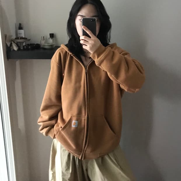 칼하트 써멀 카멜 레인디펜더 후드집업