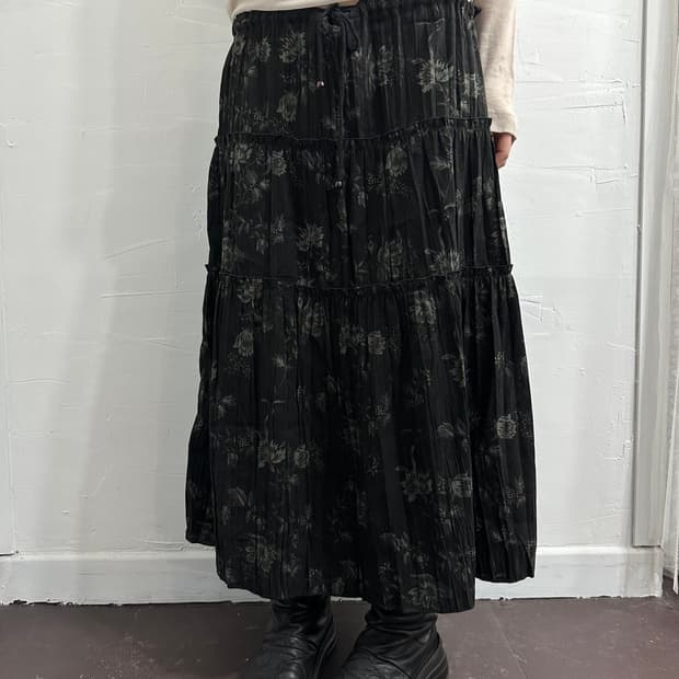 oriental flower long skirt