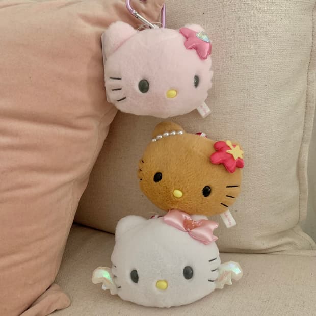 일본 산리오 정품 헬로 키티 거울 마스코트 키링 일괄 태닝 엔젤 천사