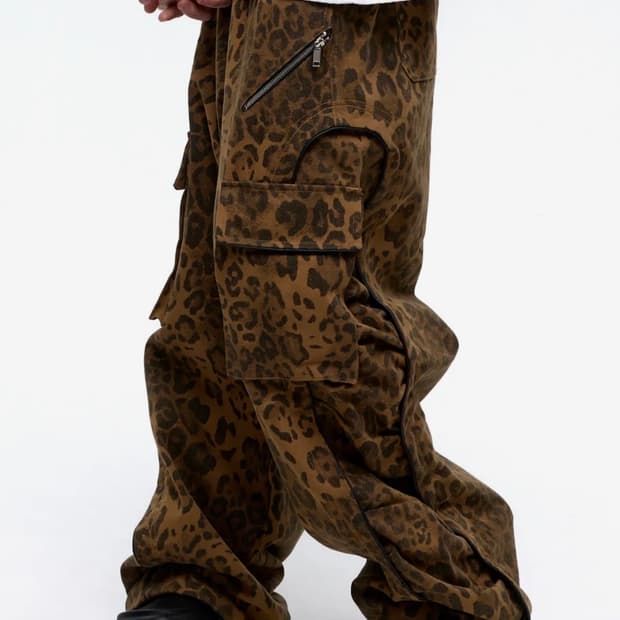 알에스에스씨 레오파드 카고팬츠