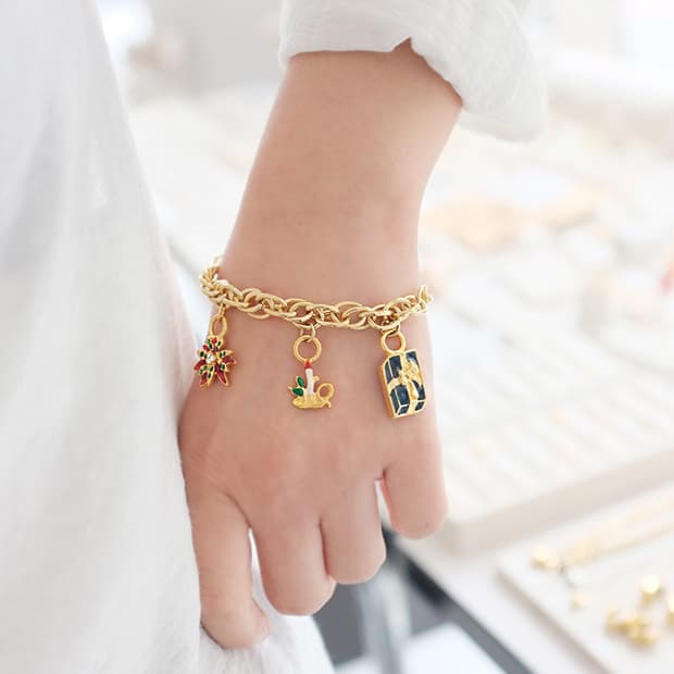 1980s 크리스마스 참 빈티지 팔찌