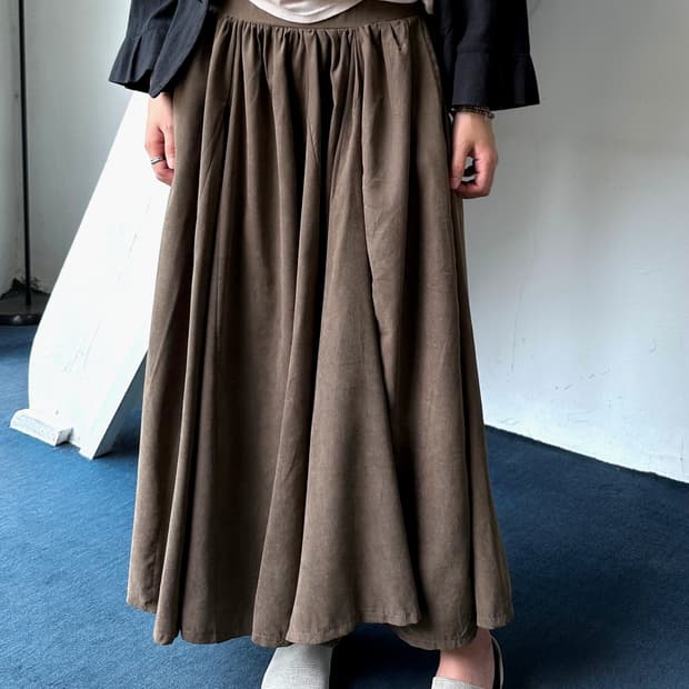 Washed peach skin fabric wide skirt