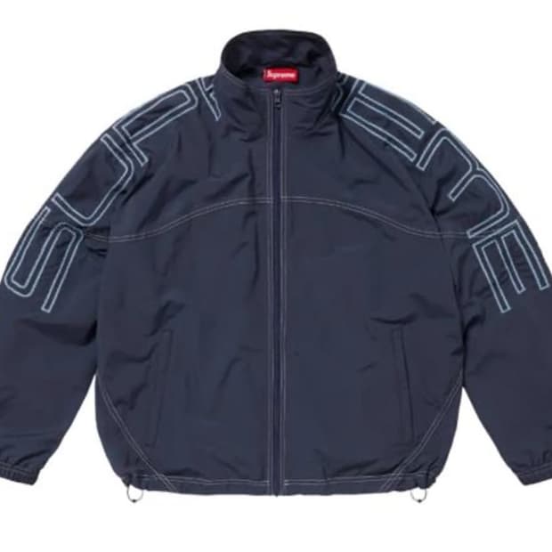 슈프림 스펠아웃 자수 트랙자켓 네이비 M