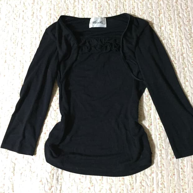 Vintage black shirring blouse