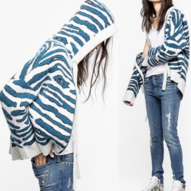 쟈딕앤볼테르 Zadig&Voltaire 지브라 패턴 니트 가디건