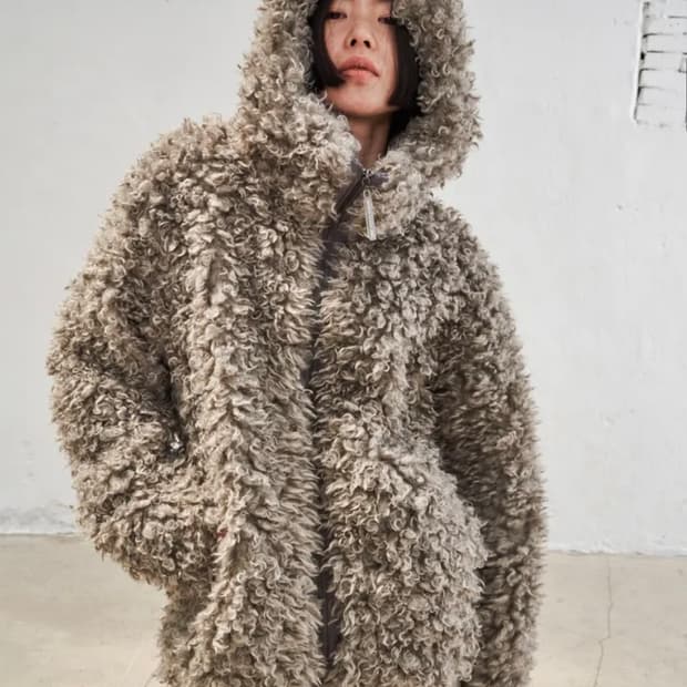 웰빙익스프레스 퍼 후드 shealing fer hoodie ivory 