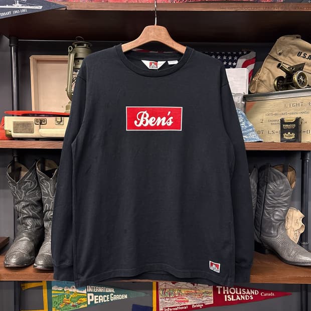 벤 데이비스 박스로고 프린팅 롱슬리브 보더 티셔츠 N895