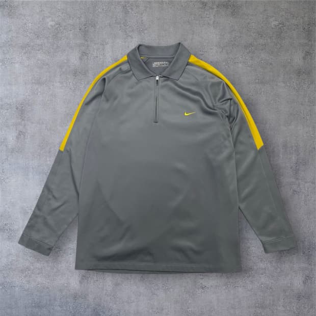 나이키 골프 Nike 그레이 옐로우 드라이핏 하프집업 반집업 XL
