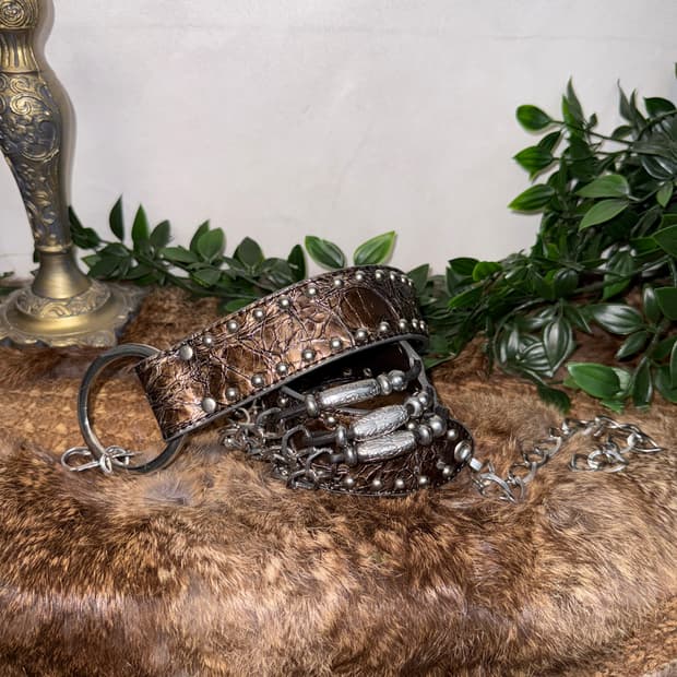 Bronze python oriental chain belt 