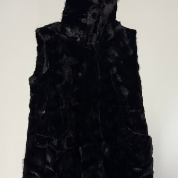 DECO 데코 리얼 밍크 100% 후드 밍크 조끼 S