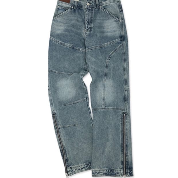 앤더슨벨 블루 지퍼 와이드 레그 진 31사이즈