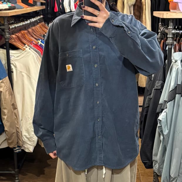[HI] Carhartt 칼하트 코듀로이 긴팔셔츠 블루그레이