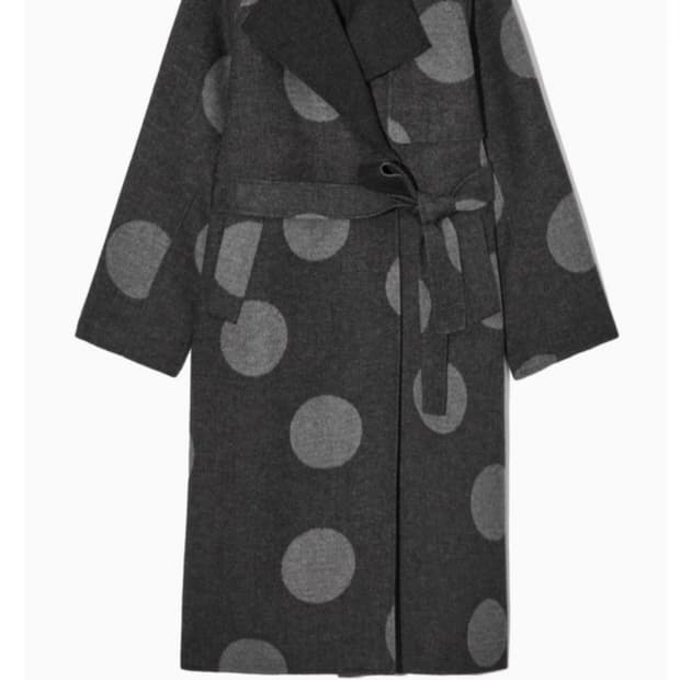 코스 오버사이즈 폴카 도트 울 코트