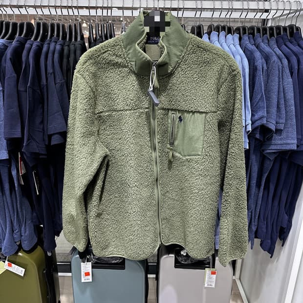 폴로 남성 올리브 플리스 짚업 자켓 80%