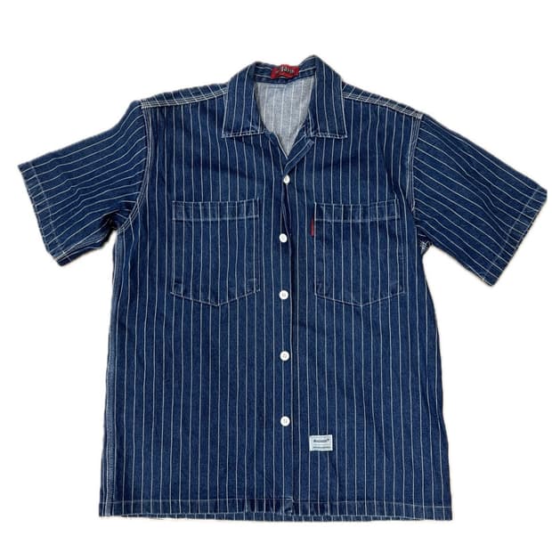 빈티지 스트라이프 데님 반팔셔츠