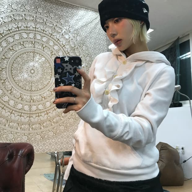 폴로진스 여성 기모 레이스 후드티 