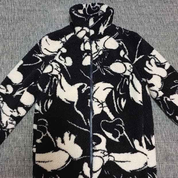 H&M 플리스 집업 자켓 / 따뜻한 양털 스타일 / 포인트 패턴