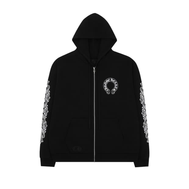 [XXL] 크롬하츠 홀스슈 플로랄 헤비웨이트 후드집업 블랙