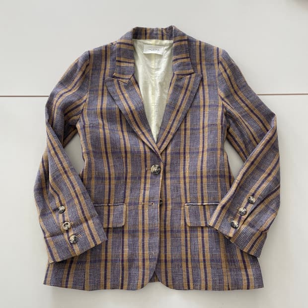 이자벨마랑 린넨 체크 블레이저