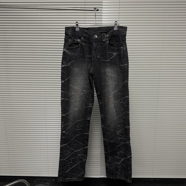 camp david 블랙 크랙 워시드 팬츠