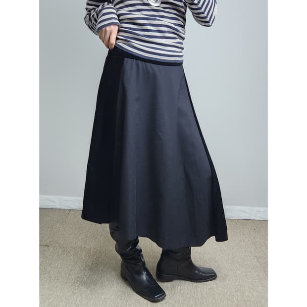 언발 벨벳 스커트