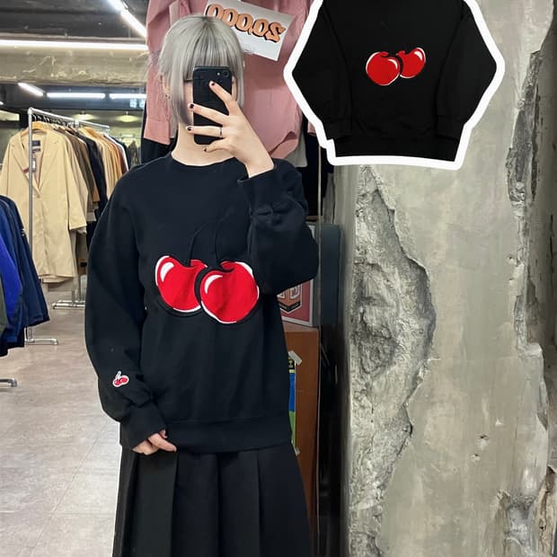 키르시 빅 로고 맨투맨 블랙 #csz3369