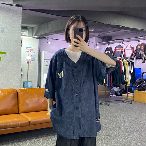 스타터 뉴욕양키스 데님 하프셔츠 B4662