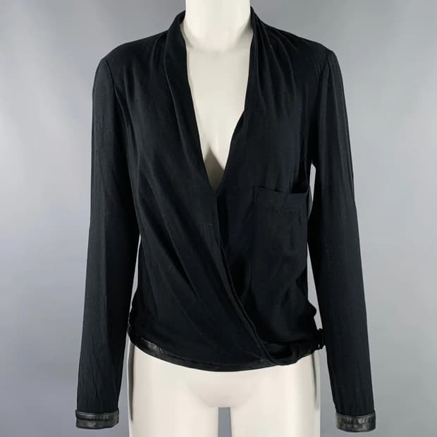 헬무트랭 드레이프 레더 블라우스 판매