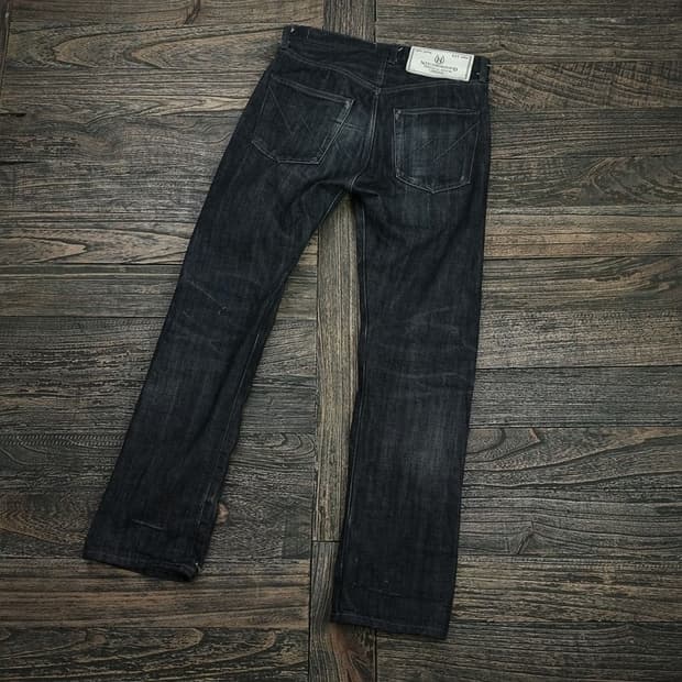 네이버후드 슬림핏 흑청 셀비지 데님 팬츠 청바지 P01133