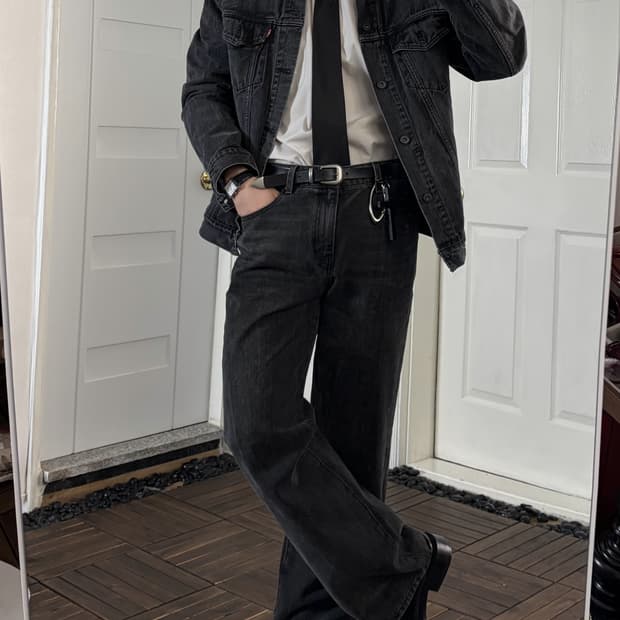 워시드 데님 셋업(리바이스+게스)